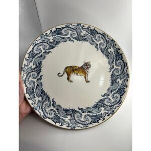Williams Sonoma Bengal Tiger Dinner Plate 11" Raj Collection Rare Exotic